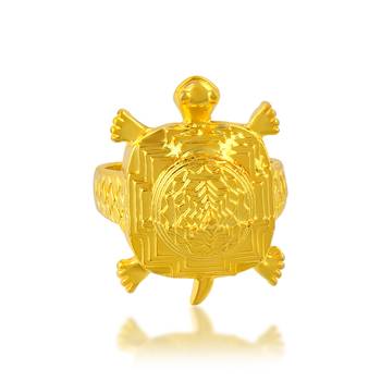 Brass micron gold tortoise kachua shree yantra hindu spiritual finger ring 3