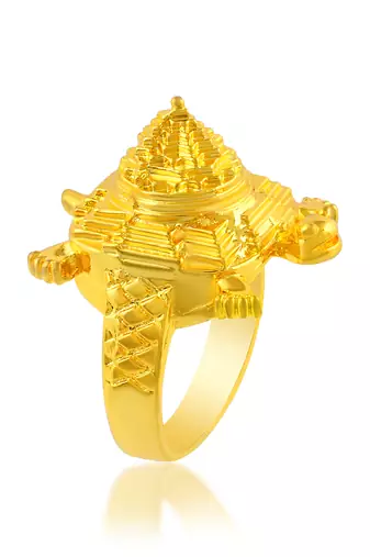 Brass micron gold tortoise kachua shree yantra hindu spiritual finger ring