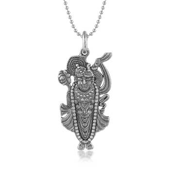 dzine trendz brass antique silver shrinath ji pendant 2