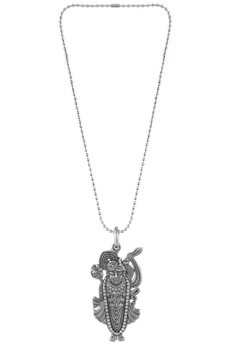 dzine trendz brass antique silver shrinath ji pendant