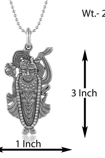 dzine trendz brass antique silver shrinath ji pendant
