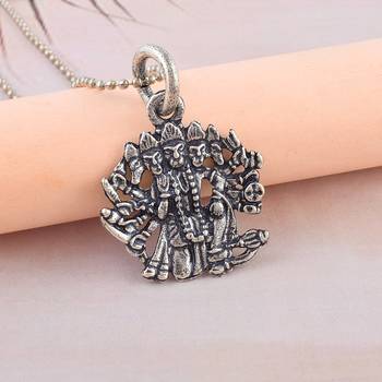 Brass antique silver panchmukhi hanuman bajrang bali pendant 1