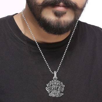 Brass antique silver panchmukhi hanuman bajrang bali pendant 4
