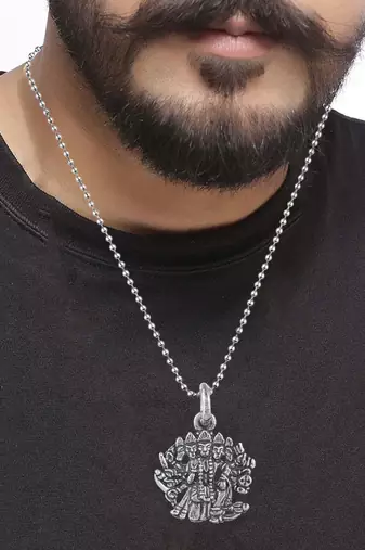 Brass antique silver panchmukhi hanuman bajrang bali pendant