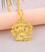 Brass micron gold plated panchmukhi hanuman bajrang bali pendant