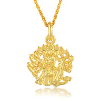 Brass micron gold plated panchmukhi hanuman bajrang bali pendant 2