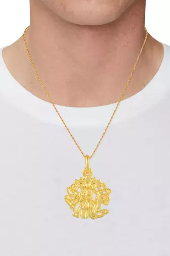 Brass micron gold plated panchmukhi hanuman bajrang bali pendant