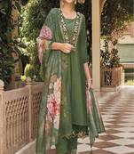 Green embroidery thread Work Kurta sets