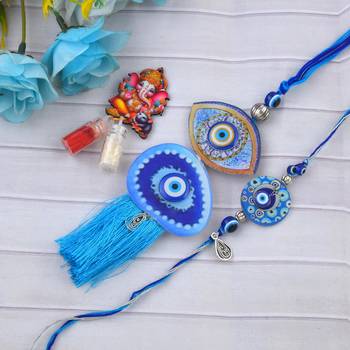 Rakhi for bhaiya bhabhi- evil eye rakhi set (pack of 2) 1