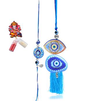 Rakhi for bhaiya bhabhi- evil eye rakhi set (pack of 2) 2