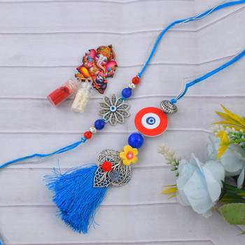 Rakhi for bhaiya bhabhi- evil eye rakhi set (pack of 2) 1
