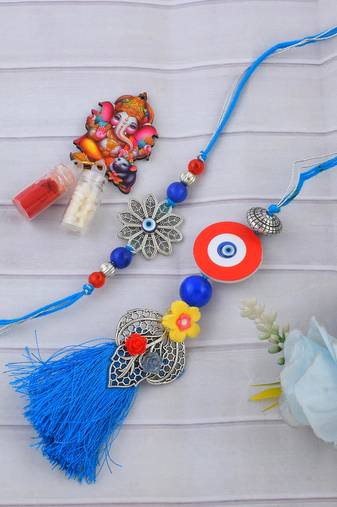Rakhi for bhaiya bhabhi- evil eye rakhi set (pack of 2)
