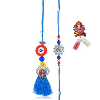 Rakhi for bhaiya bhabhi- evil eye rakhi set (pack of 2) 2