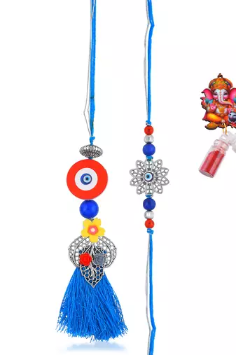 Rakhi for bhaiya bhabhi- evil eye rakhi set (pack of 2)