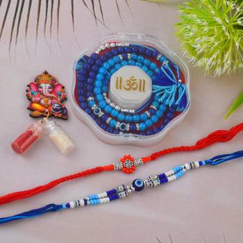 Rakhi for bhaiya bhabhi- one long wraparound with one silver charm red rakhi   (pack of 2) 1