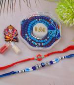 Rakhi for bhaiya bhabhi- one long wraparound with one silver charm red rakhi   (pack of 2)