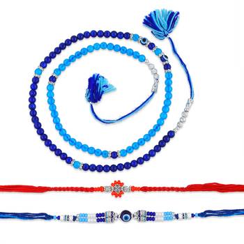 Rakhi for bhaiya bhabhi- one long wraparound with one silver charm red rakhi   (pack of 2) 2