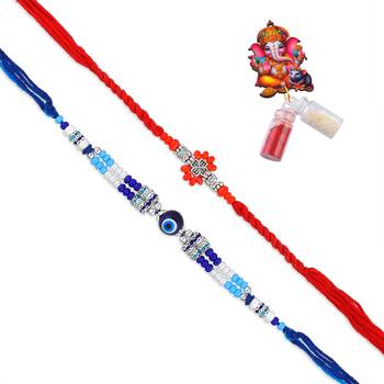Rakhi for bhaiya bhabhi- one long wraparound with one silver charm red rakhi   (pack of 2) 3