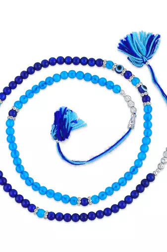 Rakhi for bhaiya bhabhi- one long wraparound with one silver charm red rakhi   (pack of 2)