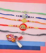 Rakhi for bhaiya bhabhi-traditional 5 rakhi combo for rakshabandhan