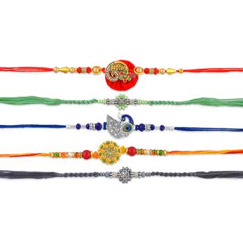 Rakhi for bhaiya bhabhi-traditional 5 rakhi combo for rakshabandhan 3