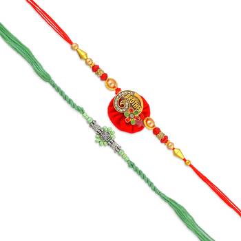 Rakhi for bhaiya bhabhi-traditional 5 rakhi combo for rakshabandhan 5