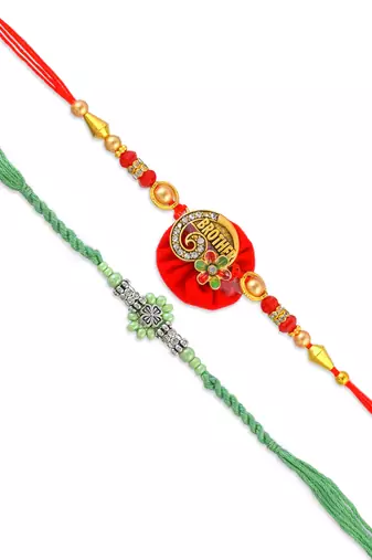 Rakhi for bhaiya bhabhi-traditional 5 rakhi combo for rakshabandhan
