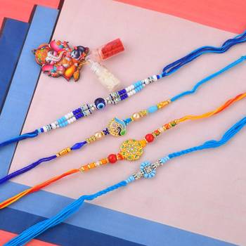 Rakhi for bhaiya bhabhi-traditional 4 rakhi combo for rakshabandhan 1