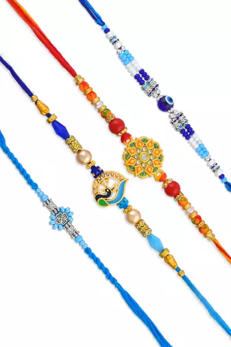 Rakhi for bhaiya bhabhi-traditional 4 rakhi combo for rakshabandhan