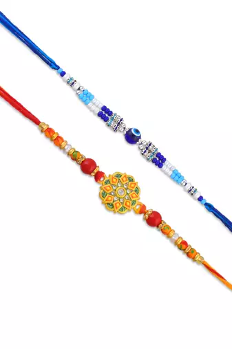 Rakhi for bhaiya bhabhi-traditional 4 rakhi combo for rakshabandhan