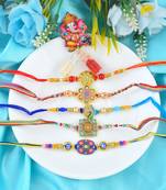Rakhi for bhaiya bhabhi-traditional handmade 5 rakhi combo for rakshabandhan