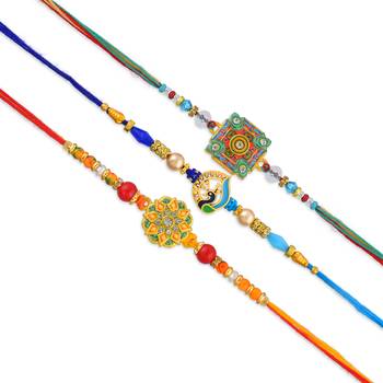 Rakhi for bhaiya bhabhi-traditional handmade 5 rakhi combo for rakshabandhan 5