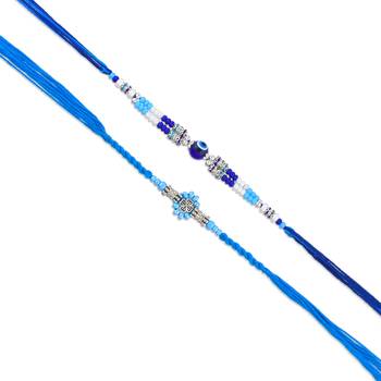 Rakhi for bhaiya bhabhi-pure silver charm 4 rakhi and one evil eye rakhi set (pack of 5) 5