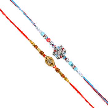 Rakhi for bhaiya bhabhi-traditional handmade 4 rakhi combo for rakshabandhan 5