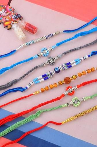 Traditional handmade 8 rakhi combo for family for rakshabandhan