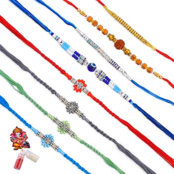 Traditional handmade 8 rakhi combo for family for rakshabandhan 2