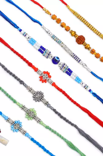 Traditional handmade 8 rakhi combo for family for rakshabandhan