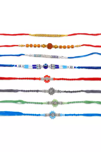 Traditional handmade 8 rakhi combo for family for rakshabandhan