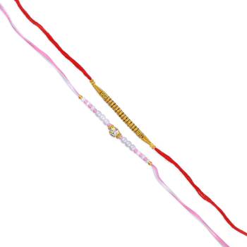 Rakhi for bhaiya bhabhi-pearl, cz and evil eye rakhi set for rakshabandhan with silver coin (pack of 5) 4