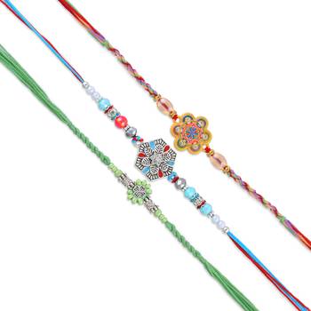 Rakhi for bhaiya bhabhi-traditional handmade 5 rakhi combo for rakshabandhan 5