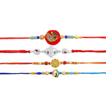 Rakhi for bhaiya bhabhi-traditional 4 rakhi combo for rakshabandhan 3
