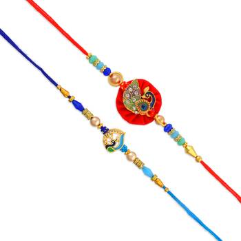 Rakhi for bhaiya bhabhi-traditional 4 rakhi combo for rakshabandhan 4