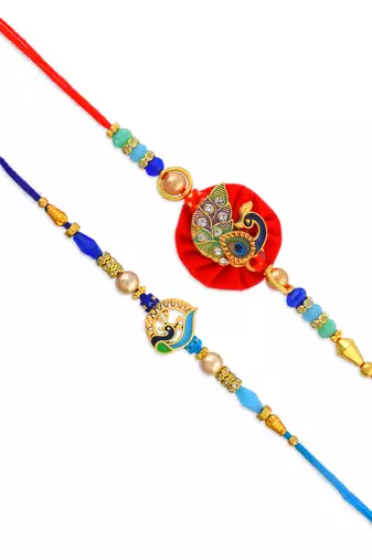 Rakhi for bhaiya bhabhi-traditional 4 rakhi combo for rakshabandhan
