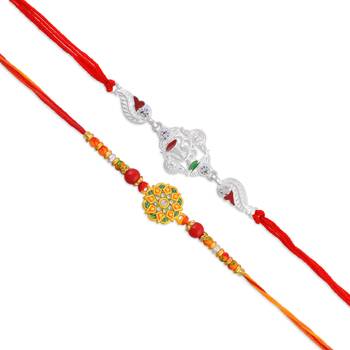 Rakhi for bhaiya bhabhi-traditional 4 rakhi combo for rakshabandhan 5