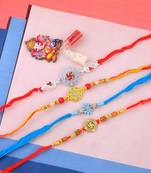 Pure silver and fabric rakhi for bhaiya bhabhi for rakshabadhan (pack of 4 )
