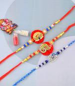 Traditional handmade rakhi for bhai bhabhi and child for rakshabandhan (pack of 3)