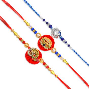 Traditional handmade rakhi for bhai bhabhi and child for rakshabandhan (pack of 3) 4