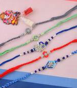 Pure silver rakhi combo for bhai bhabhi family for rakshabandhan (pack of 5)