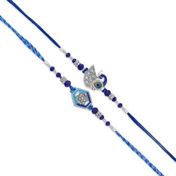Pure silver rakhi combo for bhai bhabhi family for rakshabandhan (pack of 5) 5