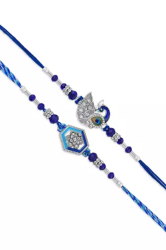 Pure silver rakhi combo for bhai bhabhi family for rakshabandhan (pack of 5)